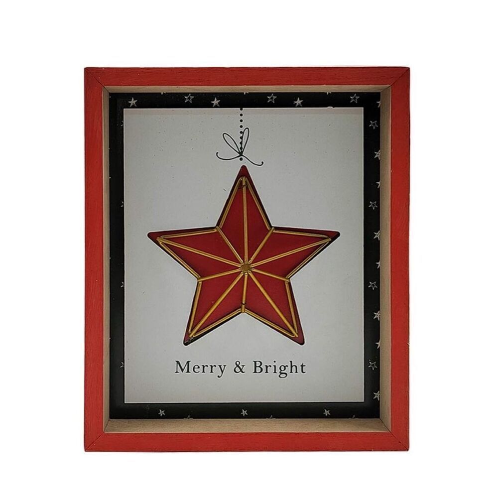 'Merry & Bright' Christmas Sign Decor Wooden‎ Tabletop Holidays Mantel Shelf NWT